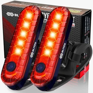 BLITZU USB-C Rechargeable Bike Tail Light 2 Pack Bright Bicycle Rear Cycling - Picture 1 of 9
