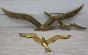Vintage Syroco fliegende Messing Möwen Vögel Wandbehang Mid Century Modern MCM - Bild 1 von 16