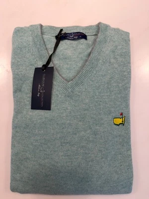Masters Clubhouse Collection Heather Mint Green Ltwt. Кашемир v-образным вырезом свитер XL - Изображение 1 из 4