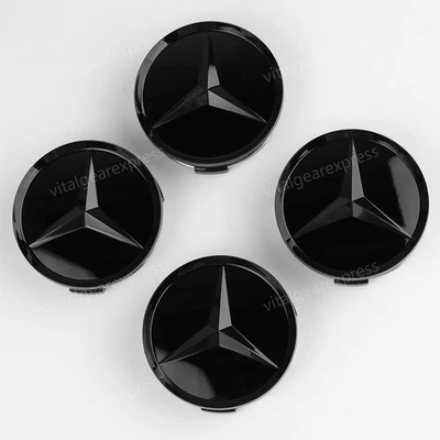 4 x set Glossy Black Wheel Center Hub Caps Cover for Mercedes-Benz Logo 75 mm - Image 1 of 4