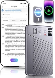 AI Voice Recorder Transcribe Summarize Charge 64GB 107 Sprachen Mind Mapping - Bild 1 von 9