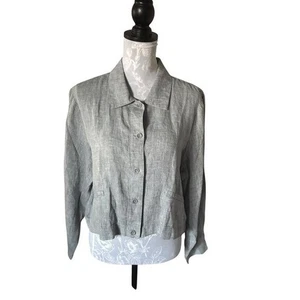 Eileen Fisher Womens Classic Collar Jacket Linen Petite Large NWT - Picture 1 of 7