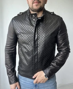 Authentische Herren Gucci Diamant Braun Echt Leder Jacke Größe 54, US 44, ~ L - Bild 1 von 24