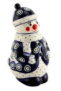 Polnische Keramik Schneemann Figur Zaklady Boleslawiec Polen - Bild 1 von 6
