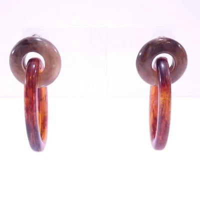 Banana Republic Women's Chunky Resin Interlocking Hoop Earrings NWT 45 TORTOISE - Image 1 of 4