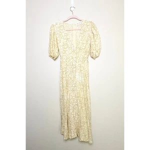 Faithfull The Brand Delia Midi Dress In Petra Snake Print Women Sz 4 Puff Sleeve - Picture 1 of 13