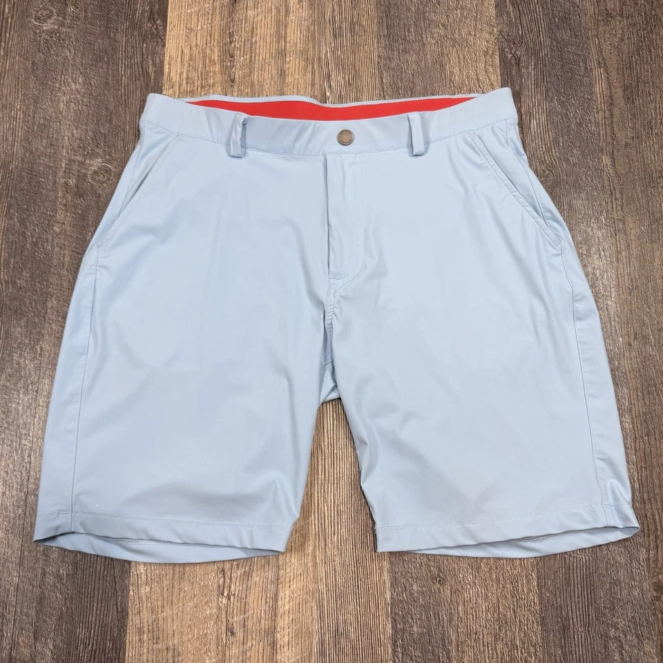 Shorts de golfe Redvanly masculino M azul claro desempenho elástico 8" costura interna Hanover - Imagem 1 de 4