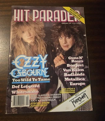 Hit Parader Magazine Ozzy Osbourne Feb 1989 Motley Crue Centerfold Zakk Wylde - Image 1 of 4