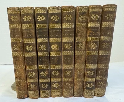 PLUTARCH'S LIVES Complete 8 Volume LANGHORNE Set from 1810 LEATHER GOOD Foto 1 de 4
