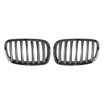 For BMW X5 2007 08 2009 Grille Driver and Passenger Side | Pair | Chrome-Silver — 第 1/4 张图片