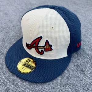 Atlanta Braves Hat New Era 59FIFTY Fitted 7 3/8 Thermal Waffle Blue White Cap - Picture 1 of 7