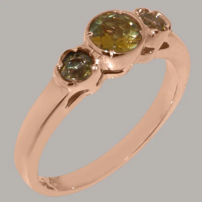 Solid 14k Rose Gold Natural Peridot Womens Trilogy Ring - Sizes J to Z - Image 1 of 4