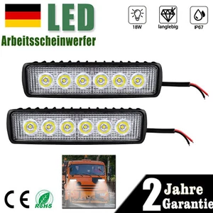 2x 18W Arbeitsscheinwerfer Offroad LED Zusatz Scheinwerfer Bagger 12/24V Außen - Bild 1 von 12