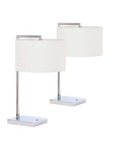 Beacon Lighting Maya 1 Light Table Lamp in Chrome, 2 Pack, with USB - Picture 1 of 8