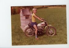 Boy with Yamaha Mx Dirt bike motorcycle vintage snapshot found photo
