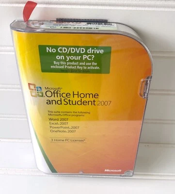 Microsoft MS Office Home and & Student 2007 Word Excel PowerPoint OneNote 3 PC's - Image 1 of 4