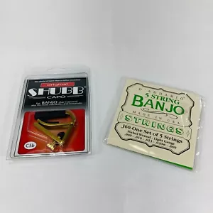 Shubb Capo C5b Gold For Banjo + Bonus Banjo Strings J60 - Picture 1 of 5