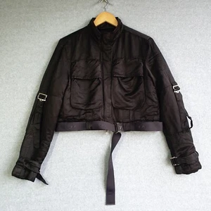 Diesel G-Tali Jacket Womens Sz Small Black Cropped Straps Street Linen Blend - Picture 1 of 14