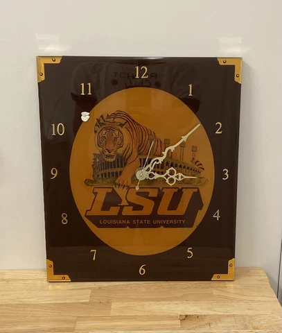 Vintage 80s LSU Tigers Wall Clock Louisiana State University Football Stadium Cover