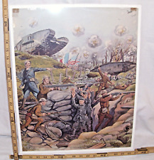 1918 JAMES LEE VICTORIOUS ALLIES TANKS, TRENCH WAR U.S. GOVERNMENT WWI POSTER
