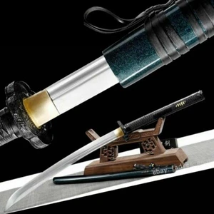 Langer Griff Säbel Kohlenstoffstahl scharfe Klinge Kampfschwert japanisches Samurai Katana - Bild 1 von 11