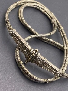 Vintage Belt Rajasthani Indian Trichinopoly Woven Snake Chain. SILVER - Picture 1 of 7