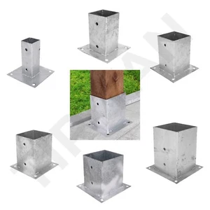 Heavy Duty Square Bolt Down Steel Fence Post Support Galvanised Foot Base - Picture 1 of 20