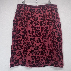 Vintage Field Mano Skirt Womens 16 Burgandy Burnout Velvet Silk Floral Beaded - Picture 1 of 12