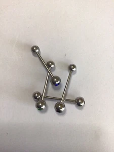 4 X 316 SURGICAL STEEL BELLY BARS 19MM MULTICOLOUR RHINESTONES 298 - Picture 1 of 3