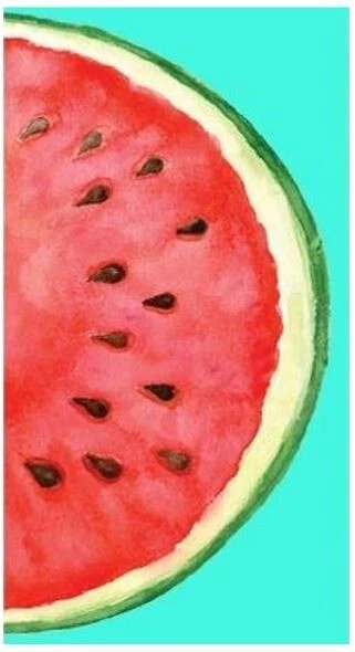 Toalla de playa pintada de sandía de verano 100 % algodón 30"x60" hecha en Brasil Foto 1 de 1