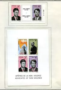 CAMEROUN OVERPRINTED NON-VIOLENCE ADVOCATES KENNEDYS GANDHI & KING S/S MINT NH - Picture 1 of 1