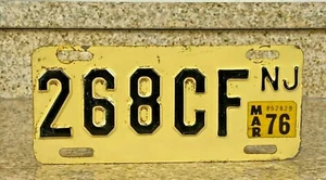 1970s era New Jersey Vintage Motorcycle License Plate Tag # 268CF EXPIRED March - Picture 1 of 4