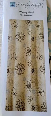 Floral Shower Curtain Saturday Knight Cream Brown Beige Fabric 72x72  - Image 1 of 4