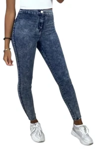 Pantalon Jeans Bleu Taille Haute Poches Arrière Grande Taille Extensible T 44 FR - Bild 1 von 10