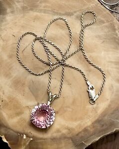 Flawless Natural BiColor Padparadscha Sapphire GIT Cert. 925 Silver 18” Necklace
