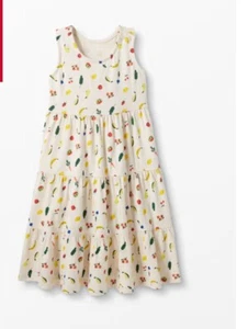 Hanna Andersson Twirl Power Tank Dress in Ecru Mixed Fruit Novelty Print 6-7 EUC - Picture 1 of 6