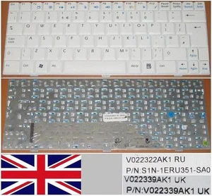 Teclado qwerty UK MSI Wind U100 U120 V022322AK1 S1N-1ERU351-SA0 V022339AK1 White - Imagen 1 de 1