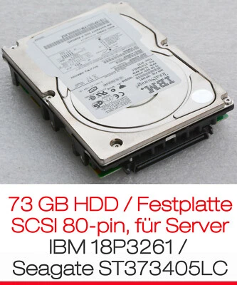 73GB Hard Disc Harddrive Server HDD SCSI SCA IBM 18P3261 / Seagate ST373405LC - Image 1 of 3
