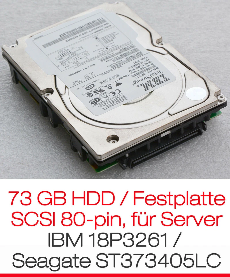 73GB Hard Disc Harddrive Server HDD SCSI SCA IBM 18P3261 / Seagate ST373405LC - Image 1 of 3