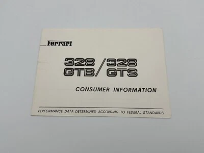 FERRARI 328 GTB GTS | CONSUMER INFORMATION | PERFORMANCE | POUCH MANUAL | 372/85 - Image 1 of 4