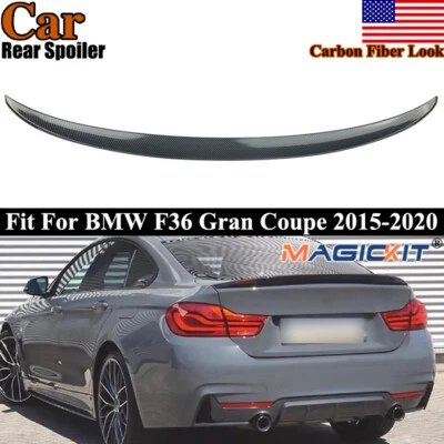 Rear Trunk Spoiler Lip Highkick For 2014-2020 BMW 4-Series F36 Carbon Fiber Look - Image 1 of 4