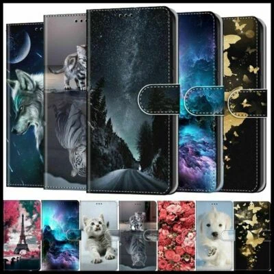 Dog Wolf Cat Flower Wallet Phone Case For Samsung A32 A22 A34 A35 A50 A42 A8 A52 - Image 1 of 4