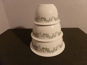 Vintage Corelle Callaway Efeu 3 Stück verschachtelte Rührschüssel Set 1, 2, 3 Quart - Bild 1 von 4