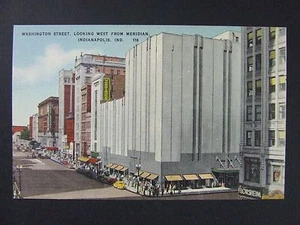 Indianapolis Indiana IN Washington Street West Meridian Leinen Postkarte 1930-45 - Bild 1 von 2