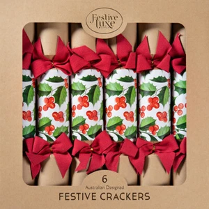 Holly Krafty Christmas Crackers 6pk - Picture 1 of 4