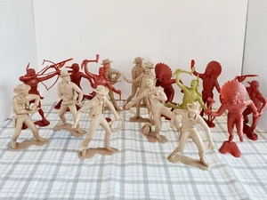 Lot of 16 Louis Marx 1964 Plastic Native American Indians and Cowboys 6” Figures - Picture 1 of 24