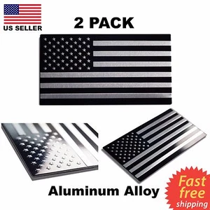 (2 PACK) Aluminum Alloy American Flag Emblem Sticker 3D Decal 3.15"x1.75" SALE - Picture 1 of 6