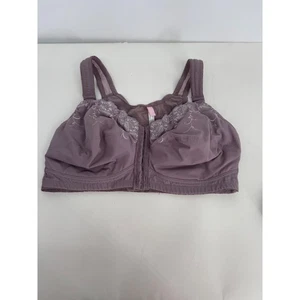 Comfort Choice Sz 44D Full Coverage Front Closure Embroidered Bra Lilac Purple - Picture 1 of 8
