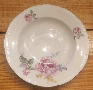 Fina Bohemia China Checoslovaquia Antoinette Blanco Rosa Rosas Ensaladera Sopa Cuenco - Imagen 1 de 4