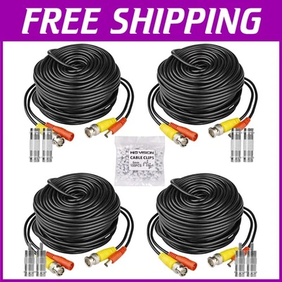 4 Pack 100ft Video Power Cables with BNC Connectors - Image 1 of 4